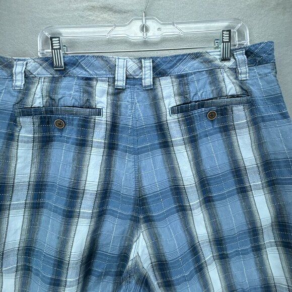 Tommy‎ Bahama Shorts Mens 36 Blue Plaid Chinos Linen Silk Blend 10" Inseam - Picture 5 of 11